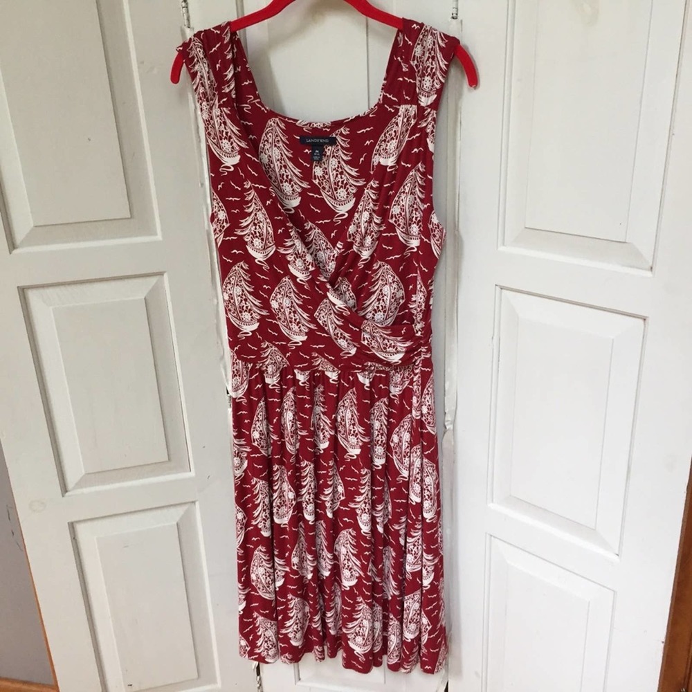 Lands' End Red & White Sailboat Print Dress - Picture 10 of 16